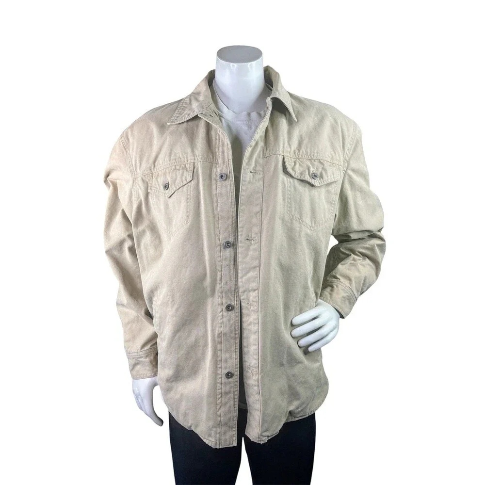J.Crew Men's Canvas Chore Shirt Jacket Tan Lined Size XL 60587 Utility Field